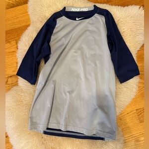 Nike Pro Kids' Navy and Gray Long Sleeve Tee